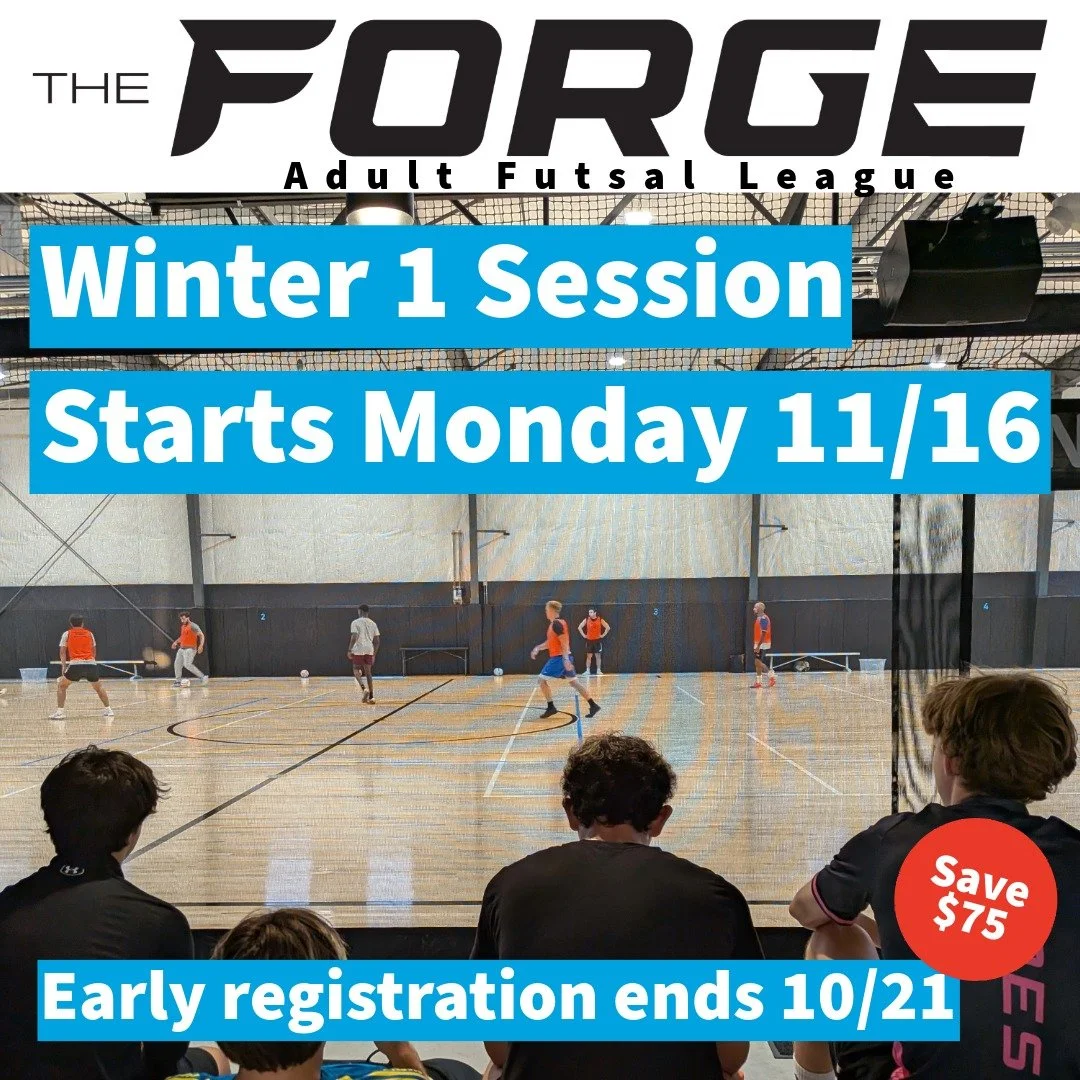 New session alert!  Get your squad together for 7 games of fast-paced futsal on international-size courts.

SAVE $75 ON REGISTRATION
Use code 75OFF by October 21st to get in for $825/team. (Fee goes up after Oct 21!)

Final Registration Deadline: Nov