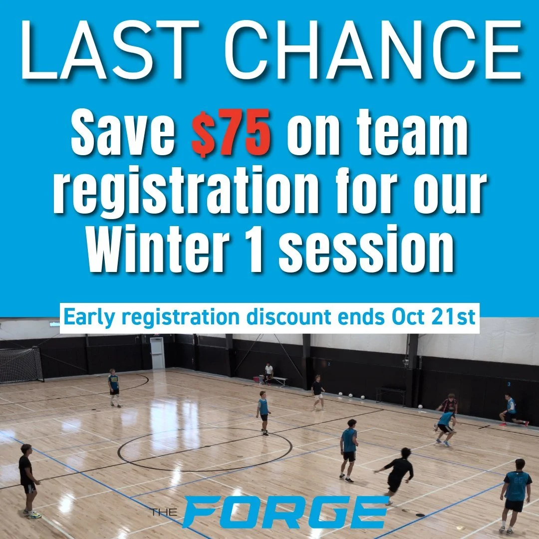 Our Adult Futsal League Winter 1 Session starts November 16th.

Early registration ends tomorrow on October 21st.  Register at www.theforgesportscenter.com/adult-futsal-league and save $75.

Come check the undefeated Madison Fire tomorrow night, 10/2