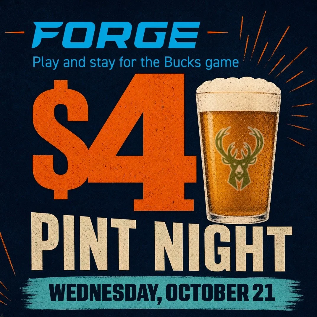 Hey Madison Sports and Social Club pickleballers,  the night doesn't end when the final match wraps. Head upstairs at The Forge to cool off, grab a $4 pint (MSSC exclusive deal!), and cheer on the Bucks with the rest of the league.

Stick around, re-