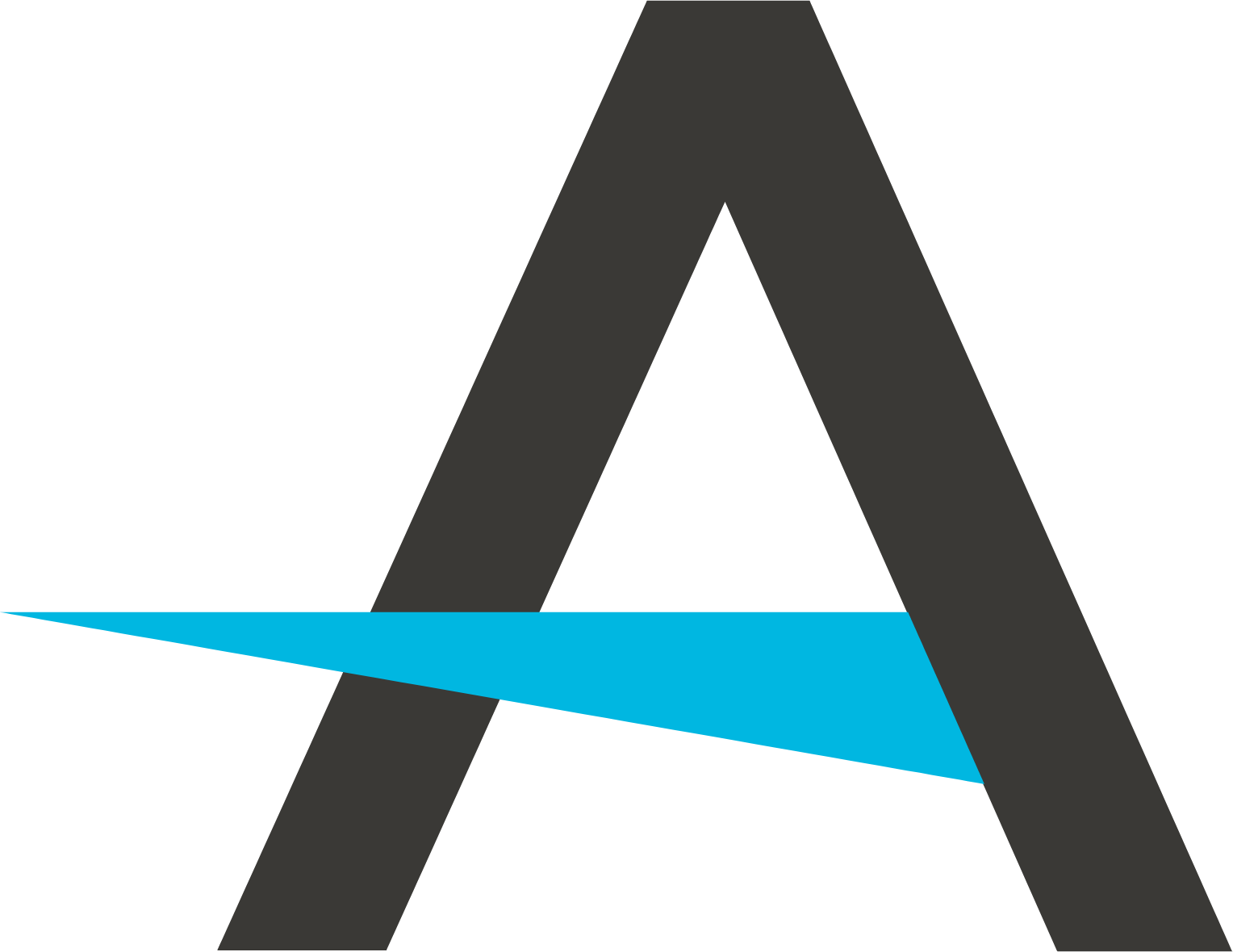 A stylized letter 'A' made of dark gray lines with a blue triangle crossing the middle.