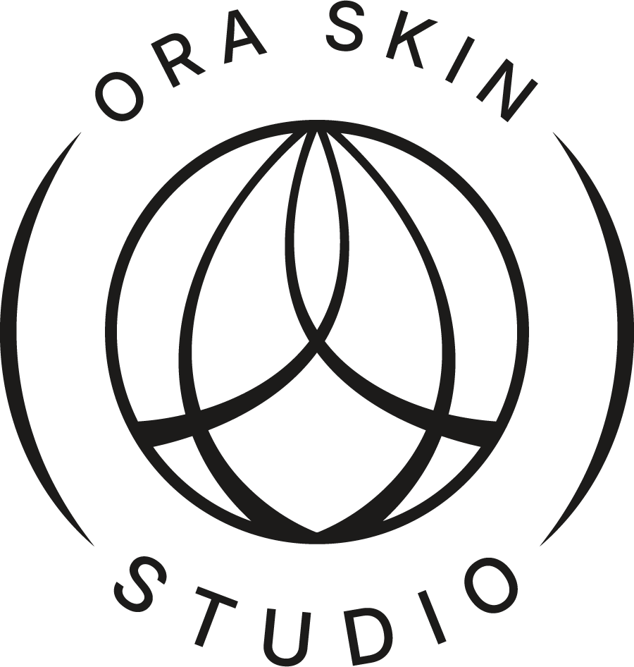 Logo of Agora Skin Studio featuring a stylized globe and the business name arching above and below.