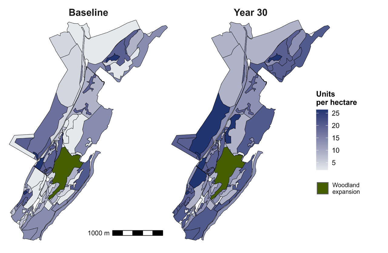 Biodiversity units baseline year 30 map
