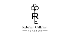 Logo for Rebekah Callahan, Realtor, featuring a stylized cross with three circles on top and the initials R and C