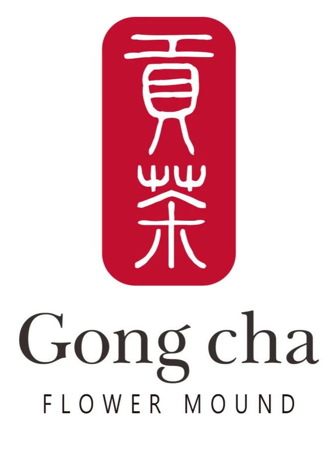 Gong cha logo with red and white Chinese characters above the words 'Gong cha' and 'Flower Mound'