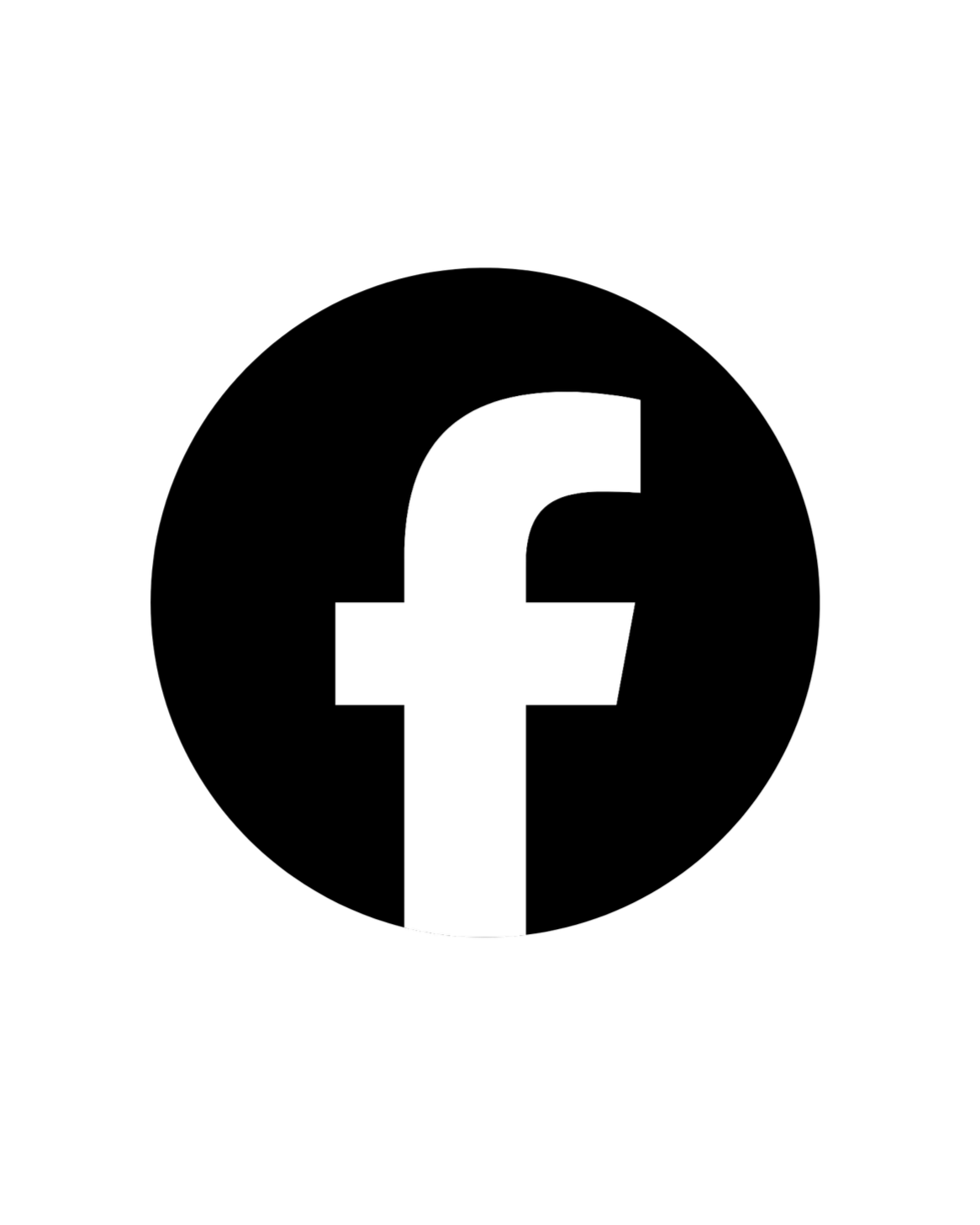 Black background with white Facebook logo in the center.