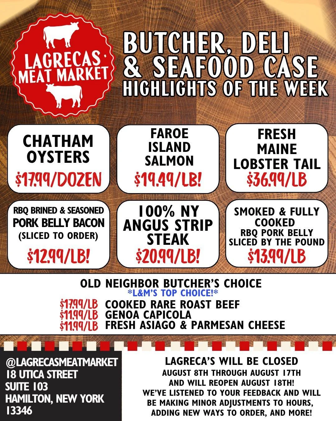 This week we&rsquo;re bringing in Chatham oysters, Maine lobster tails and more! 🦪🦞

Please note we&rsquo;ll be closing from August 8th through August 17th for a quick reboot! We&rsquo;ve been listening to your feedback and will reopen with more wa