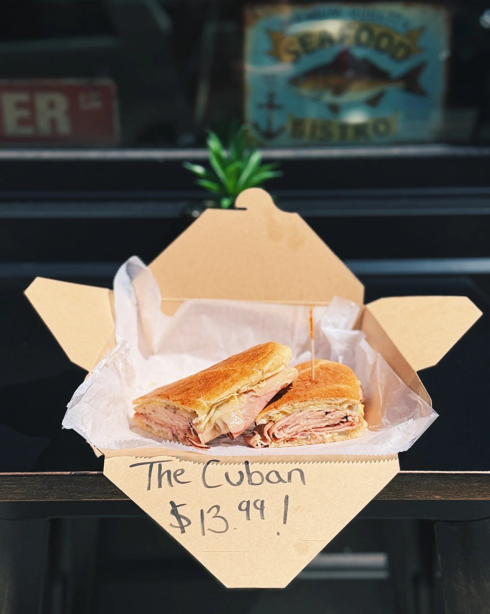 Introducing a new hot sandwich: The Cuban. Available while supplies last! Made with Black Forest ham, RBQ ham, Swiss cheese, dijon mustard, and dill pickle, served on a grilled bun for $13.99.

This week we're also running specials on Maine Littlenec
