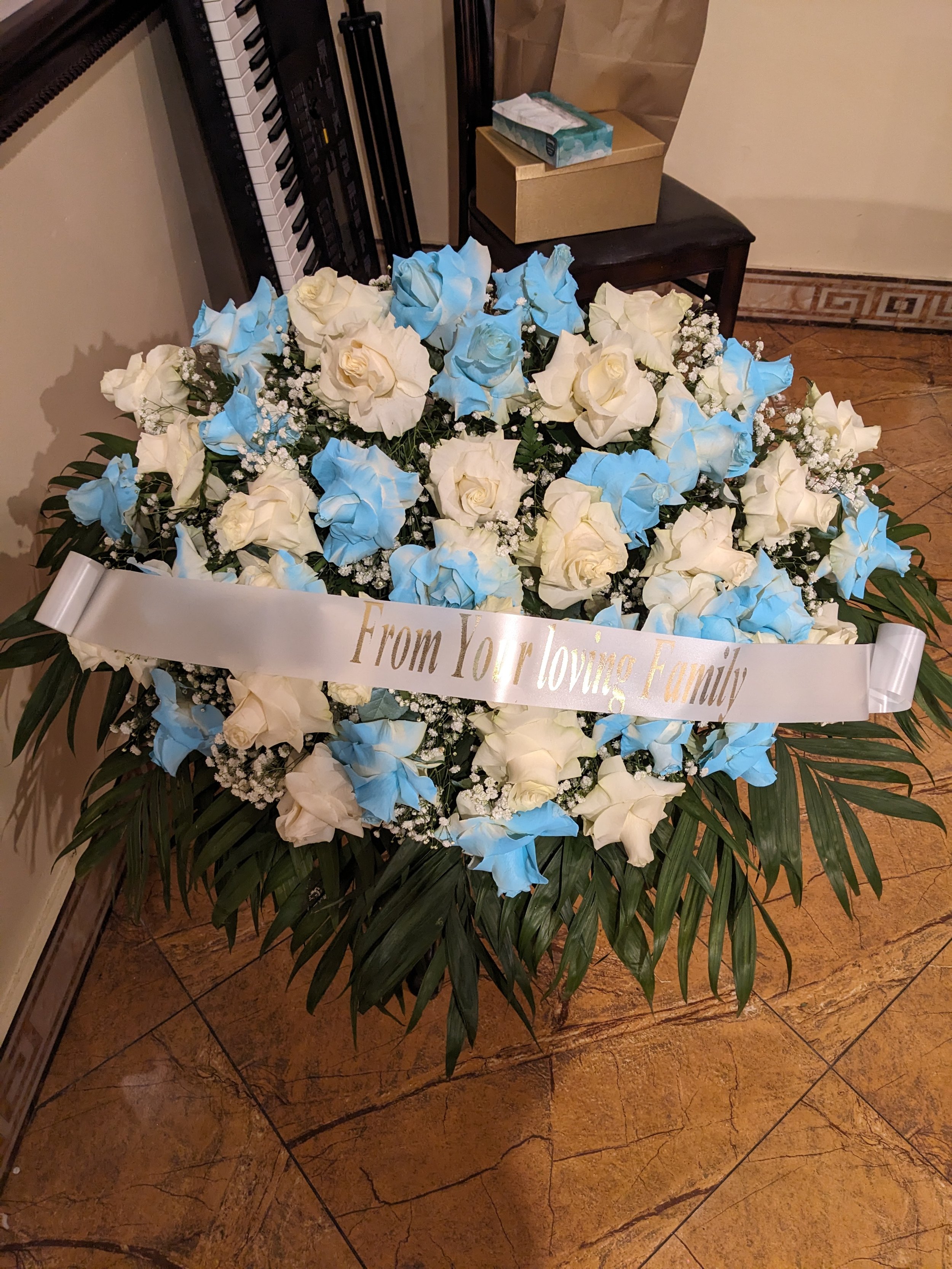 Blue & White Rose Sympathy