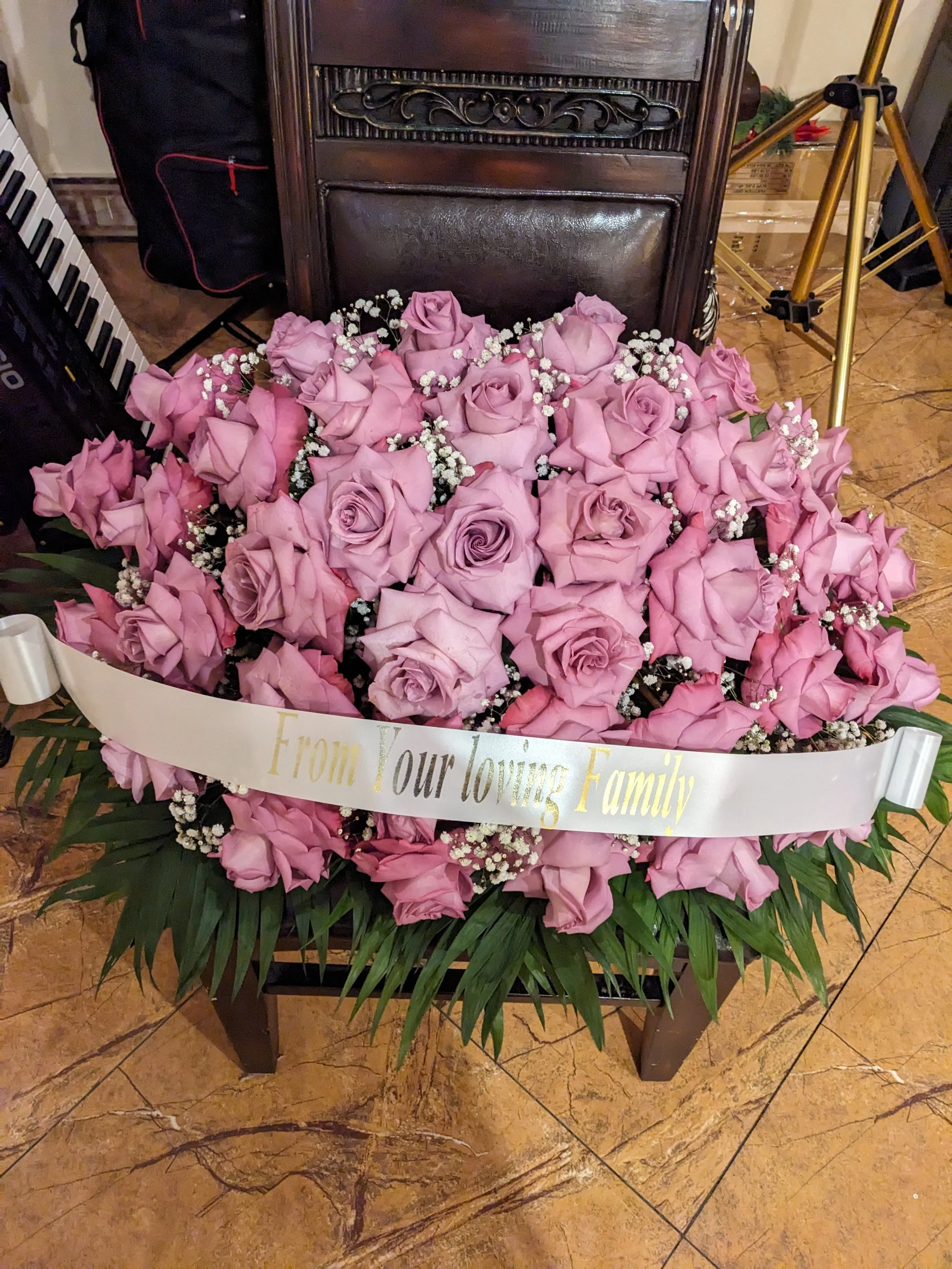 Graceful Pink Rose Funeral Arrangement
