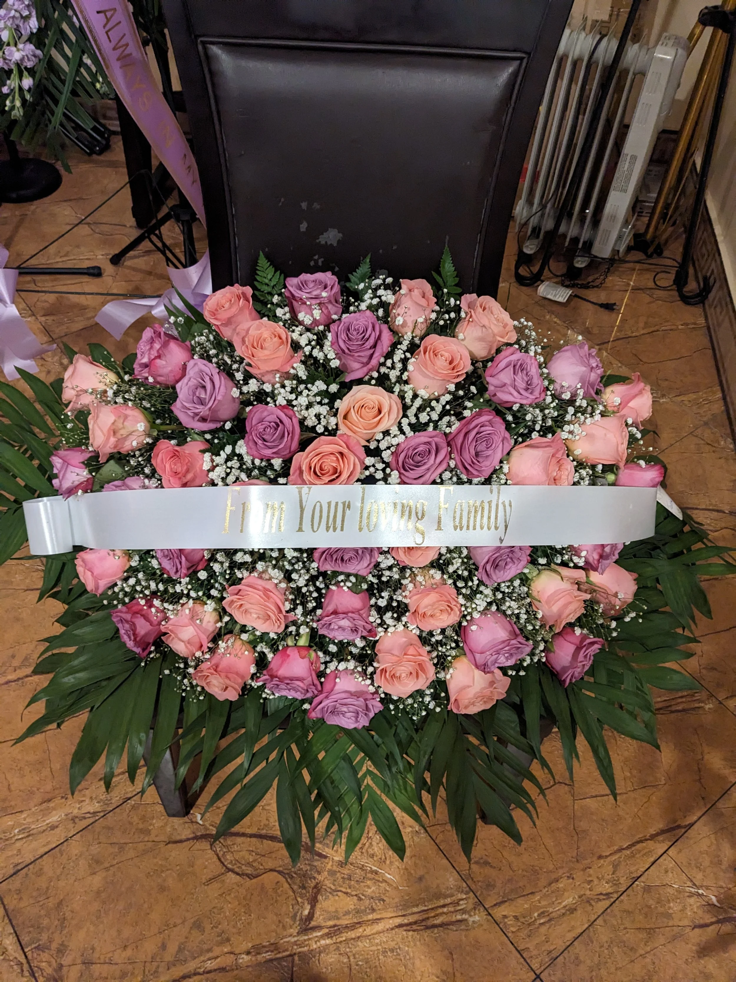 Elegant Rose Funeral Casket Spray