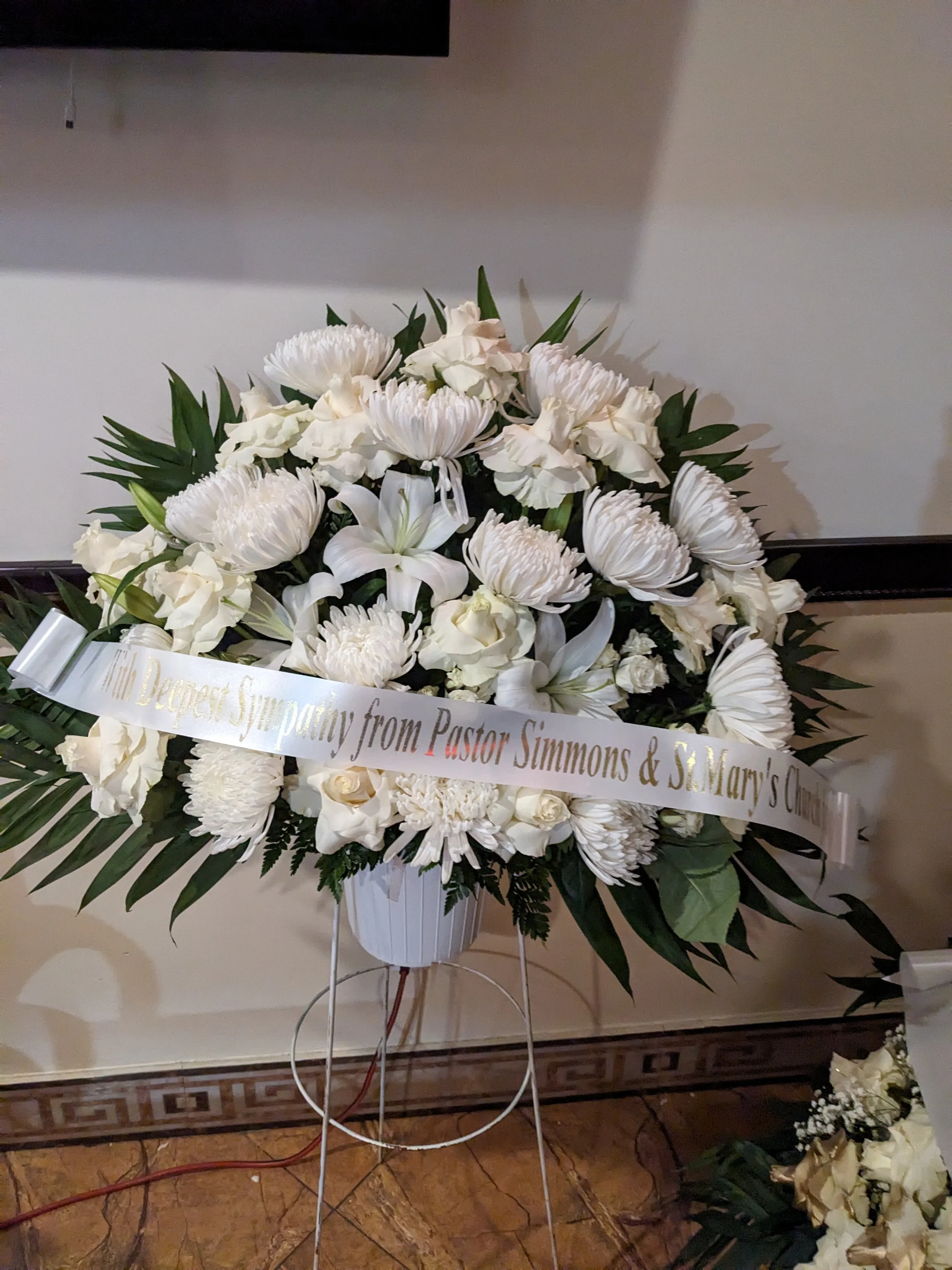 Elegant White Sympathy Flower Arrangement