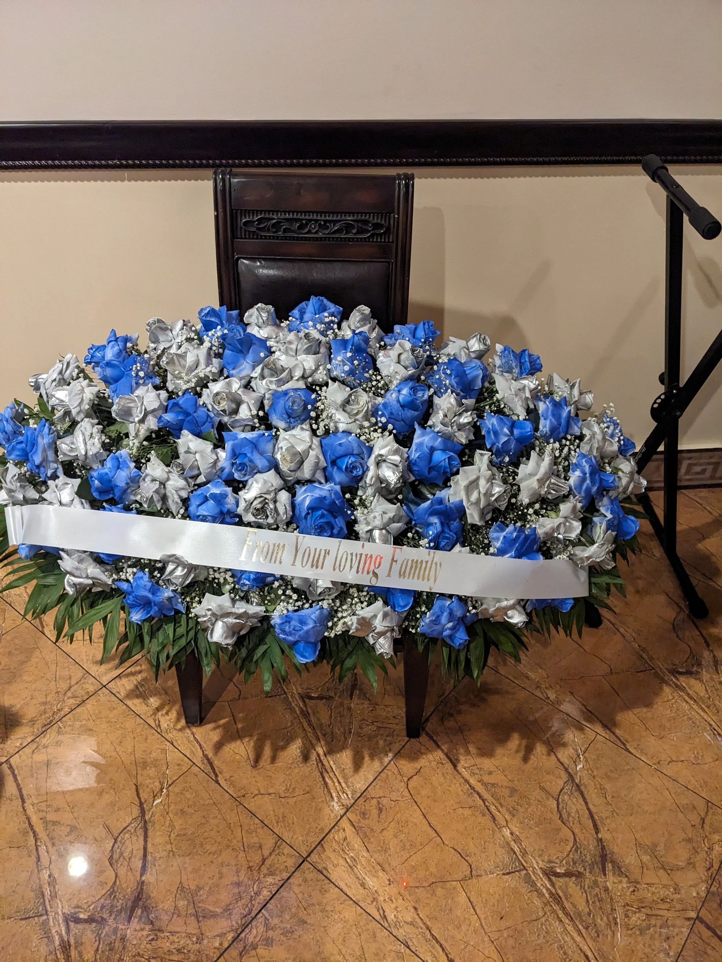 Blue & Silver Rose Funeral