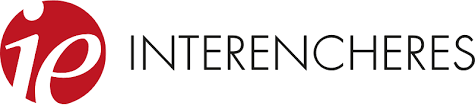 Logo d'Interencheres avec le texte en noir à côté d'une icône rouge et blanche.