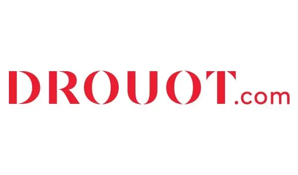 Logo de Drouot.com en rouge sur fond blanc.