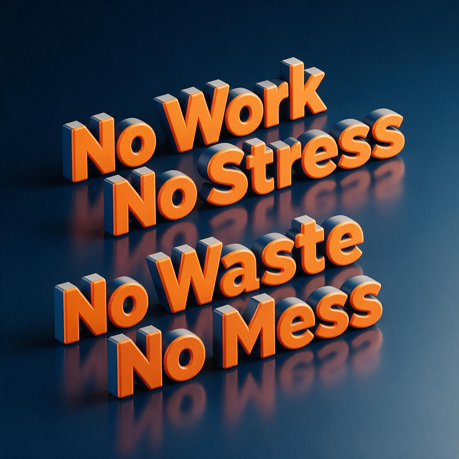 No Work, No Stress, No Waste, No Mess