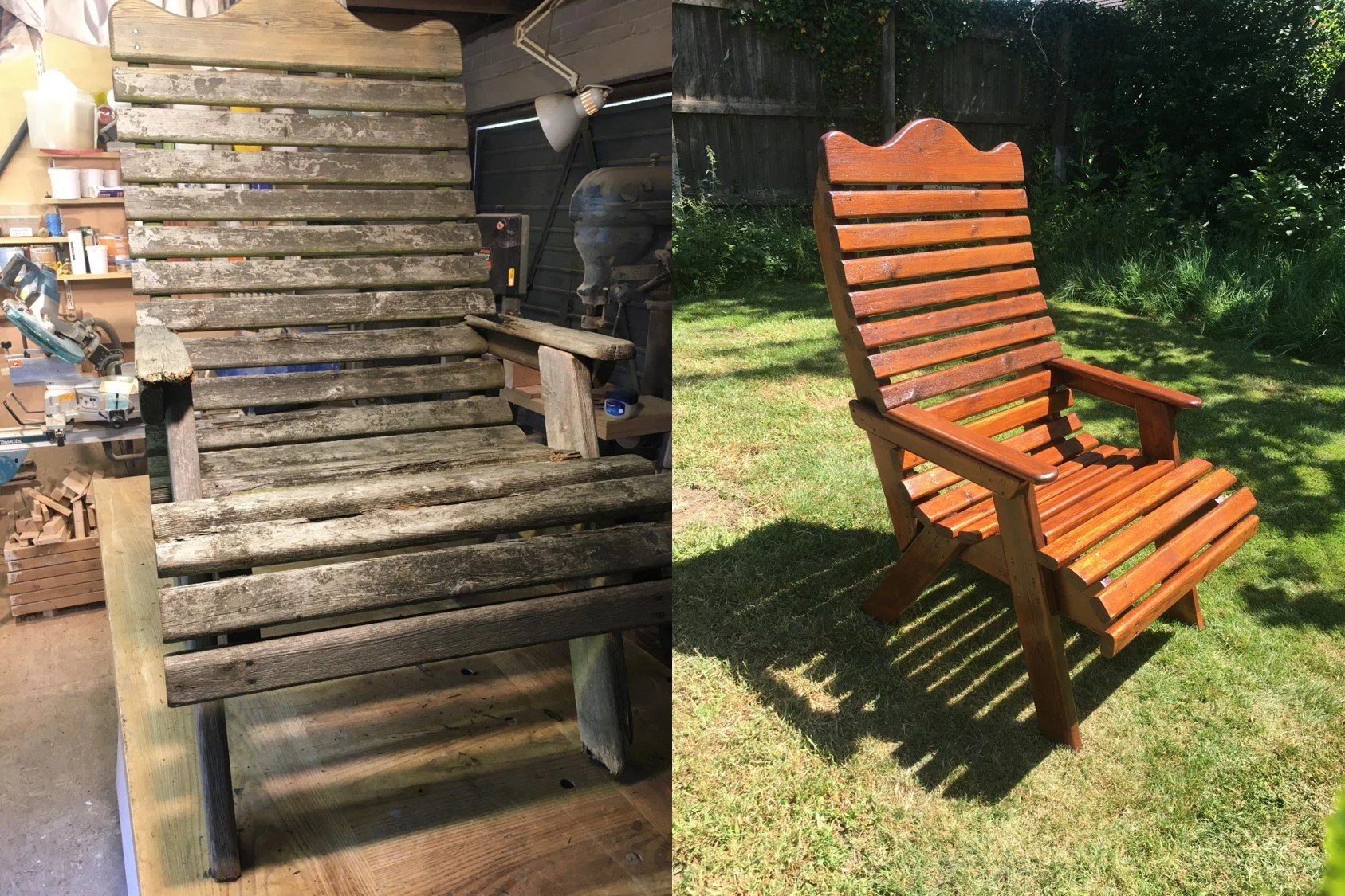 Aged garden chair refurbished