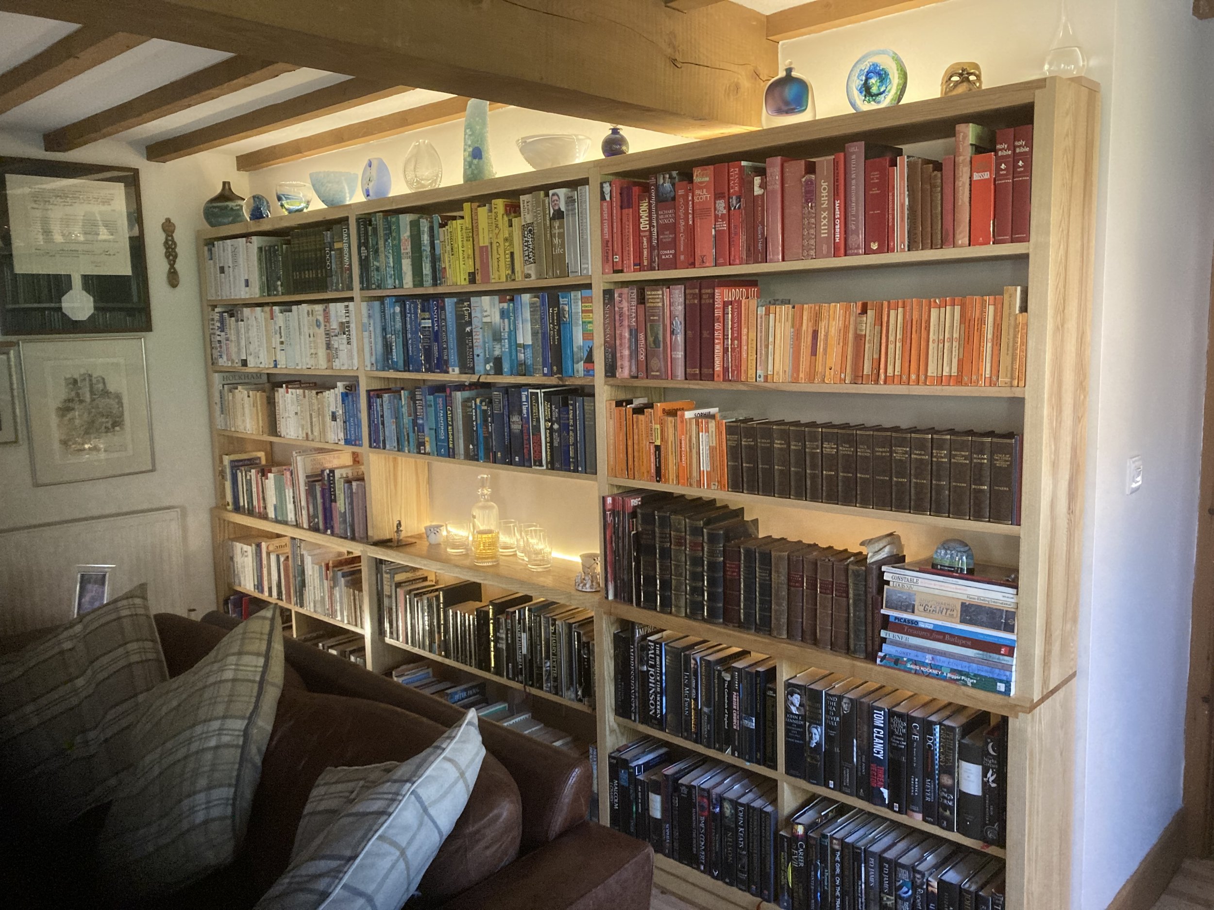 Full wall bookcase in ash