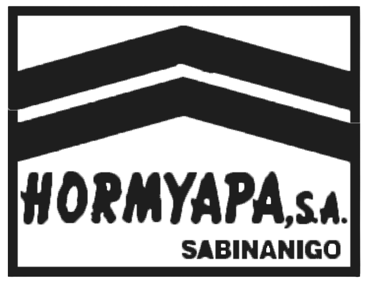 Logotipo de Hormyapa, S.A. Sabinago con letras en negrita y formas geométricas en la parte superior.