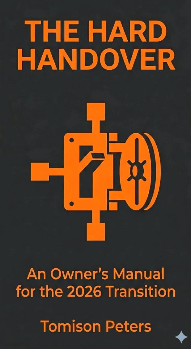 REVIEW SERIES

Reading the Handover

A 10-Part Blog Series on Tomison Peters's The Hard Handover: An Owner's Manual for the 2026 Transition

Get the book:

The Hard Handover on Amazon

