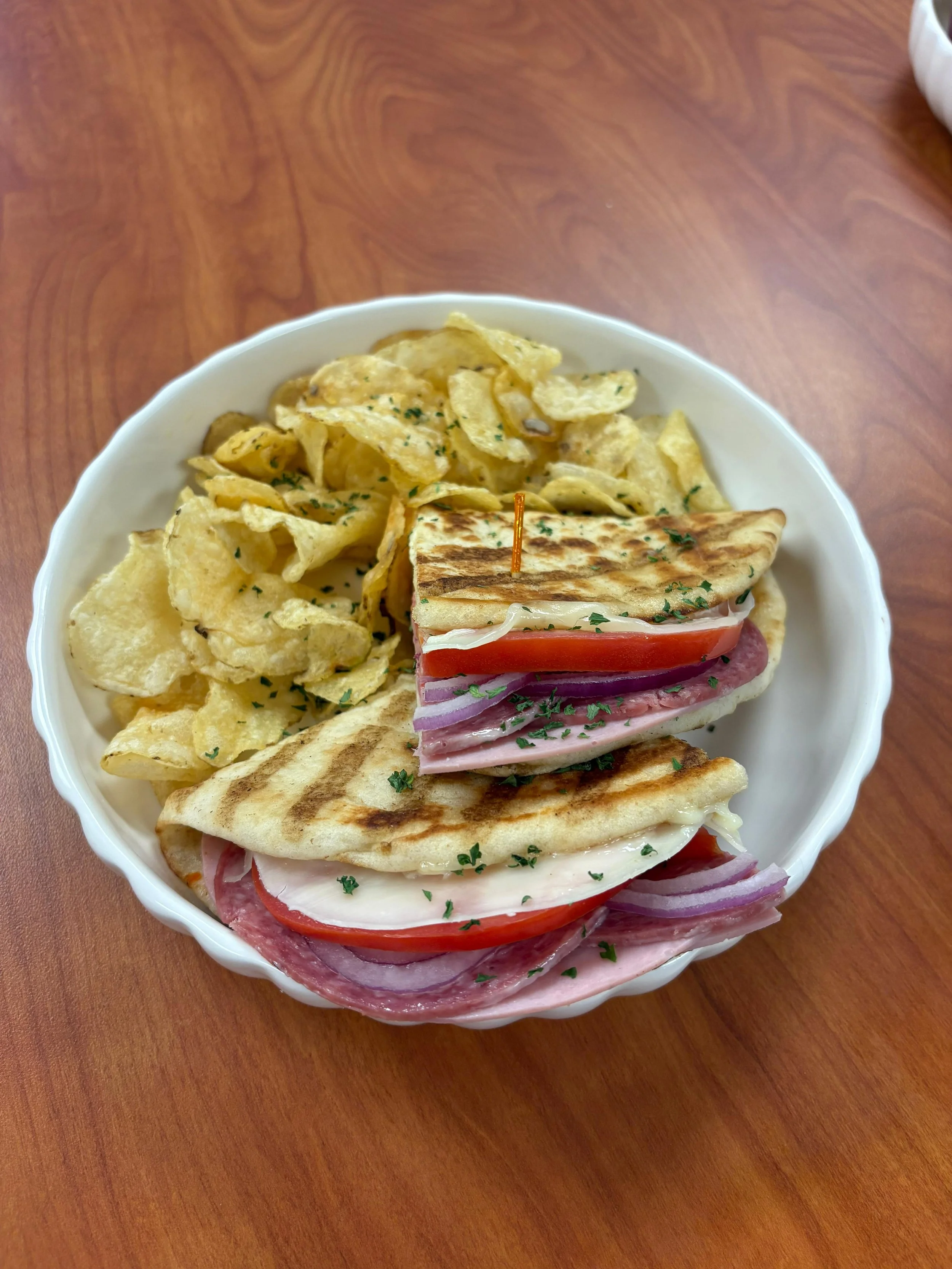 Italian Panini with potato chips