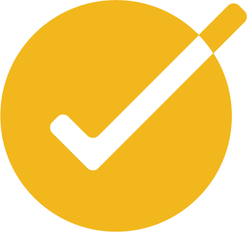 Yellow circle with a black checkmark inside.