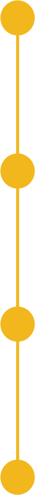 A vertical design of five gold circles connected by straight lines, forming a symmetrical pattern.