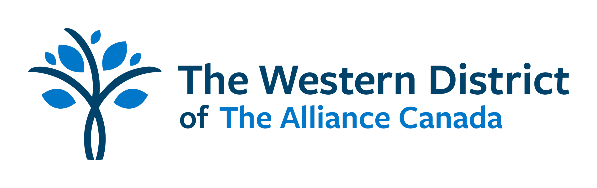 Logo of The Western District of The Alliance Canada featuring a stylized blue tree with leaves and text in blue and black.