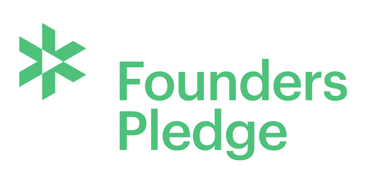 Logo for Founders Pledge featuring a green geometric star symbol and the text 'Founders Pledge' in green letters.