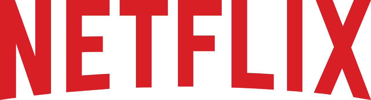 Close-up of the Netflix logo in red letters on a black background.