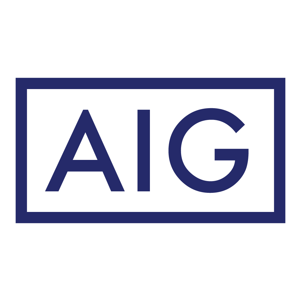 AIG logo with dark blue text inside a rectangular border on a black background