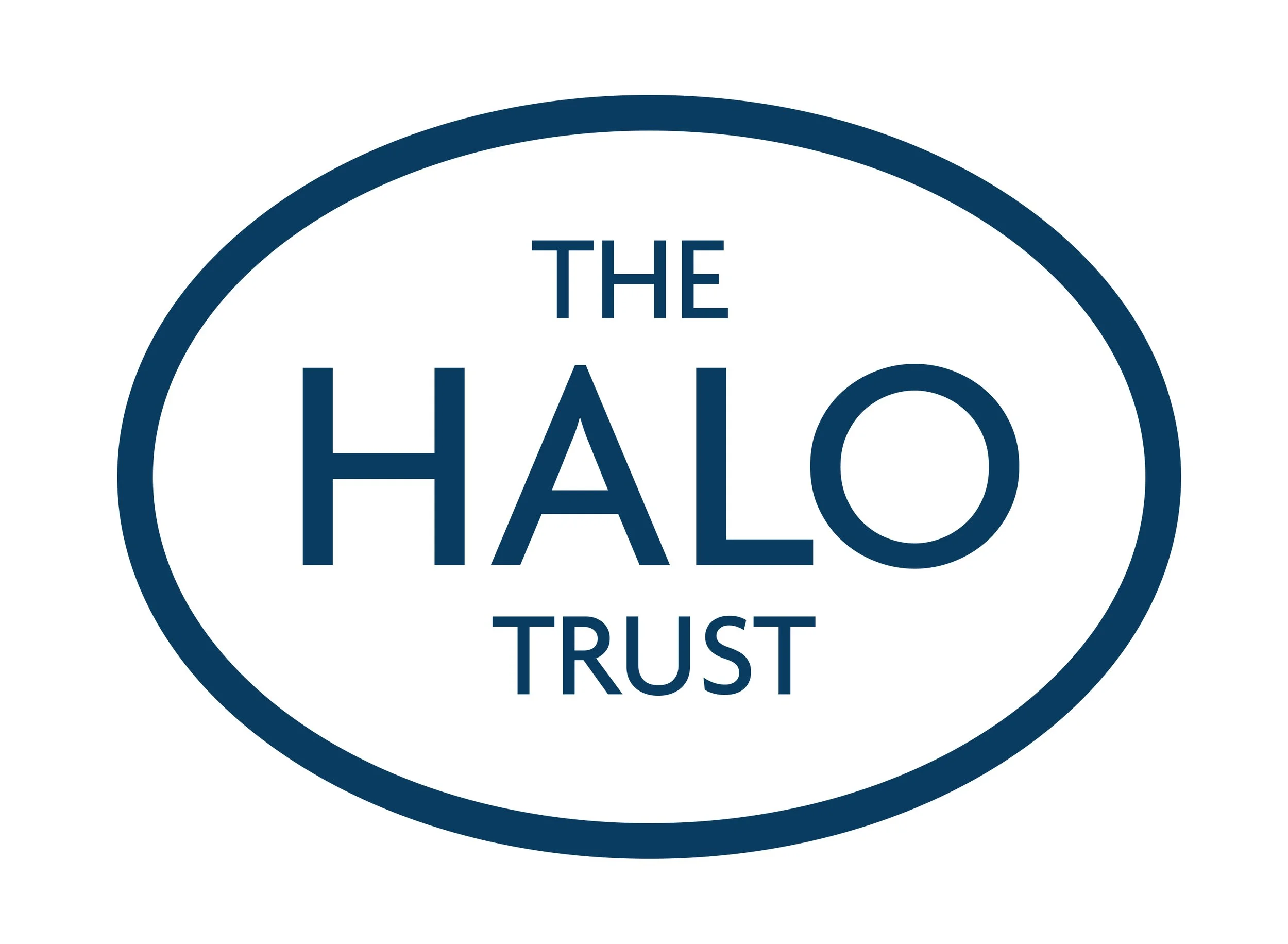 The circular logo with the words 'The Halo Trust' written inside, indicating the organization is a trusted entity.
