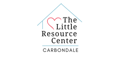 Logo of The Little Resource Center Carbondale featuring a house outline, a red heart, and text.