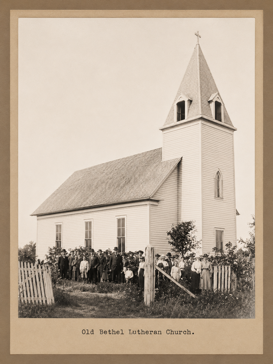 The original Bethlehem Lutheran Church building, Lund, Texas, founded 1897 — the wooden sanctuary built in 1899 and destroyed by a tornado on April 7, 1980.