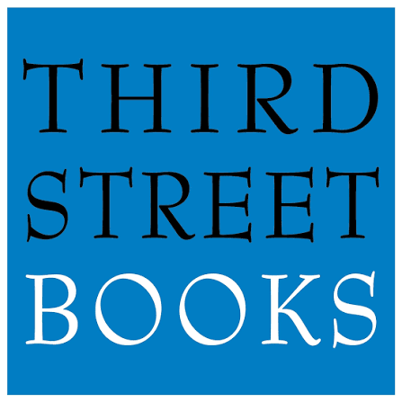 Logo for Third Street Books with blue background and black and white text.
