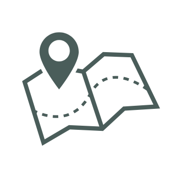Icon of a map with a location pin