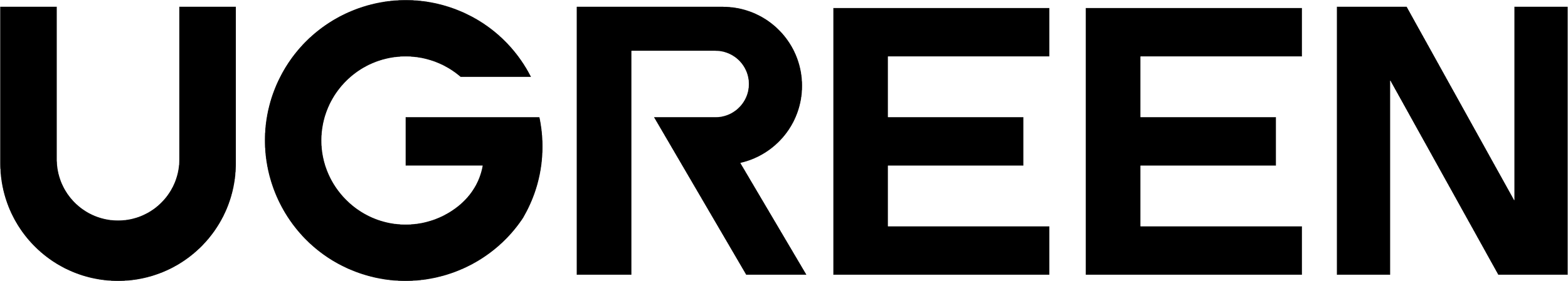 The logo of UGREEN in black outline text on a transparent background.