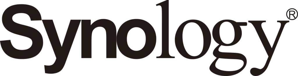 The logo of Synology, a technology company specializing in network-attached storage devices.