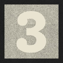 Number 3 printed on a textured background with a black border.