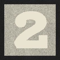 The image shows a large white number 2 on a dark background.
