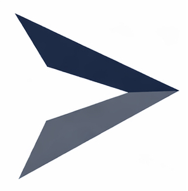 Abstract geometric shape with two overlapping dark and light gray triangular elements.