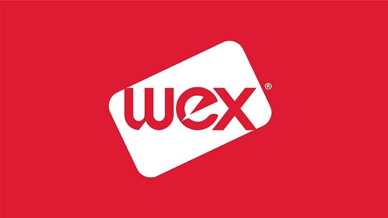 Wex logo on a red background with a white tilted rectangle and the company name in bold red letters.
