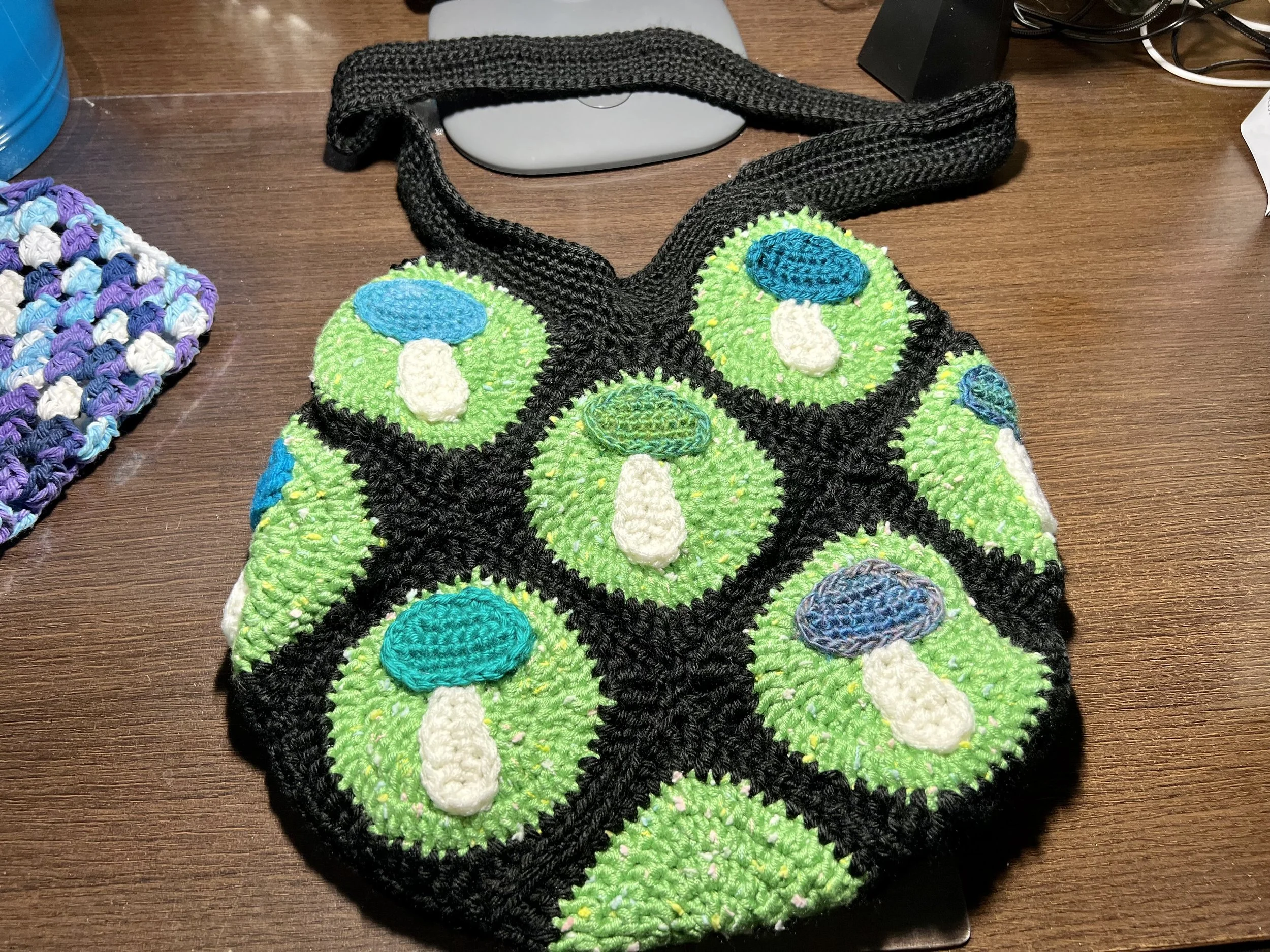 Mushroom Granny Square Tote Bag