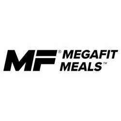 Logo for Megafit Meals with bold letters 'MF' and 'MEGAFIT MEALS' to the right.