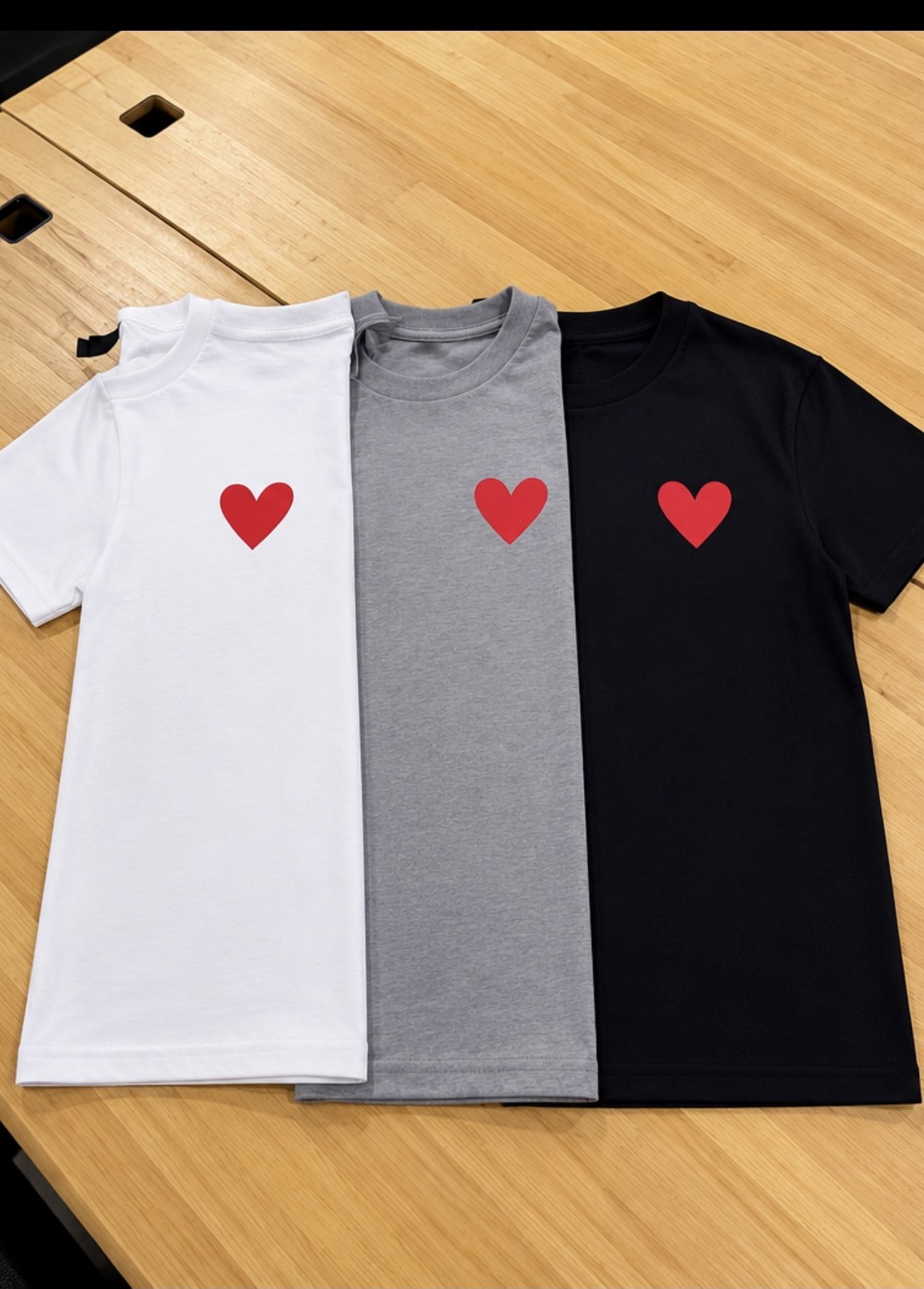 S.K.I.P Shirt w/Small Heart Patch (Gray Black, & White)