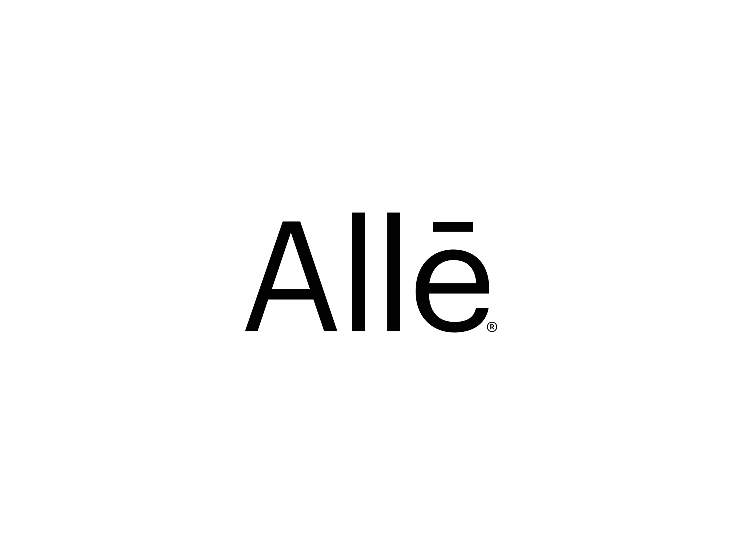 Black and white logo for aesthetic rewards program Alle.