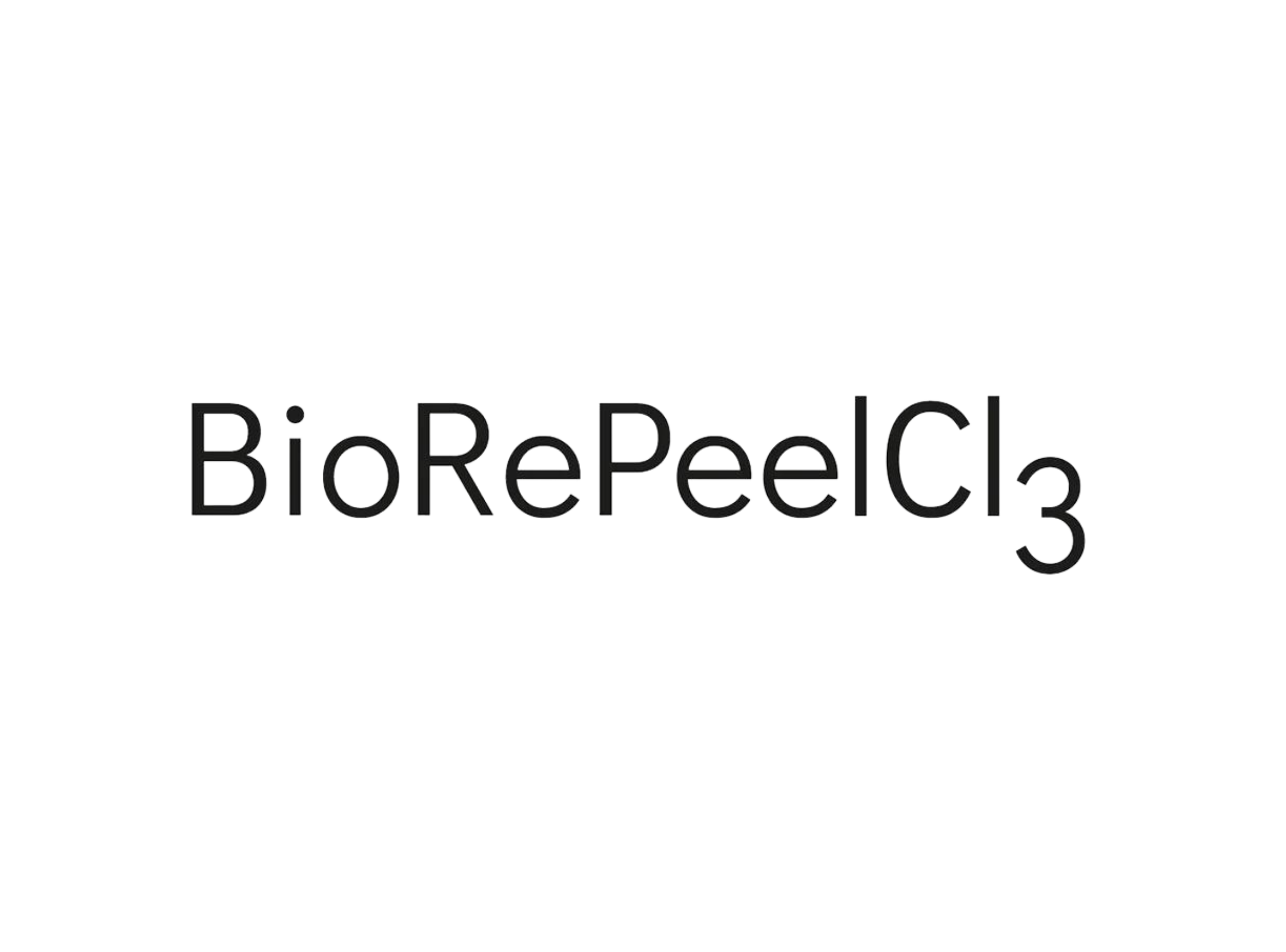 Black and white logo for cosmetic peel biorepeel.