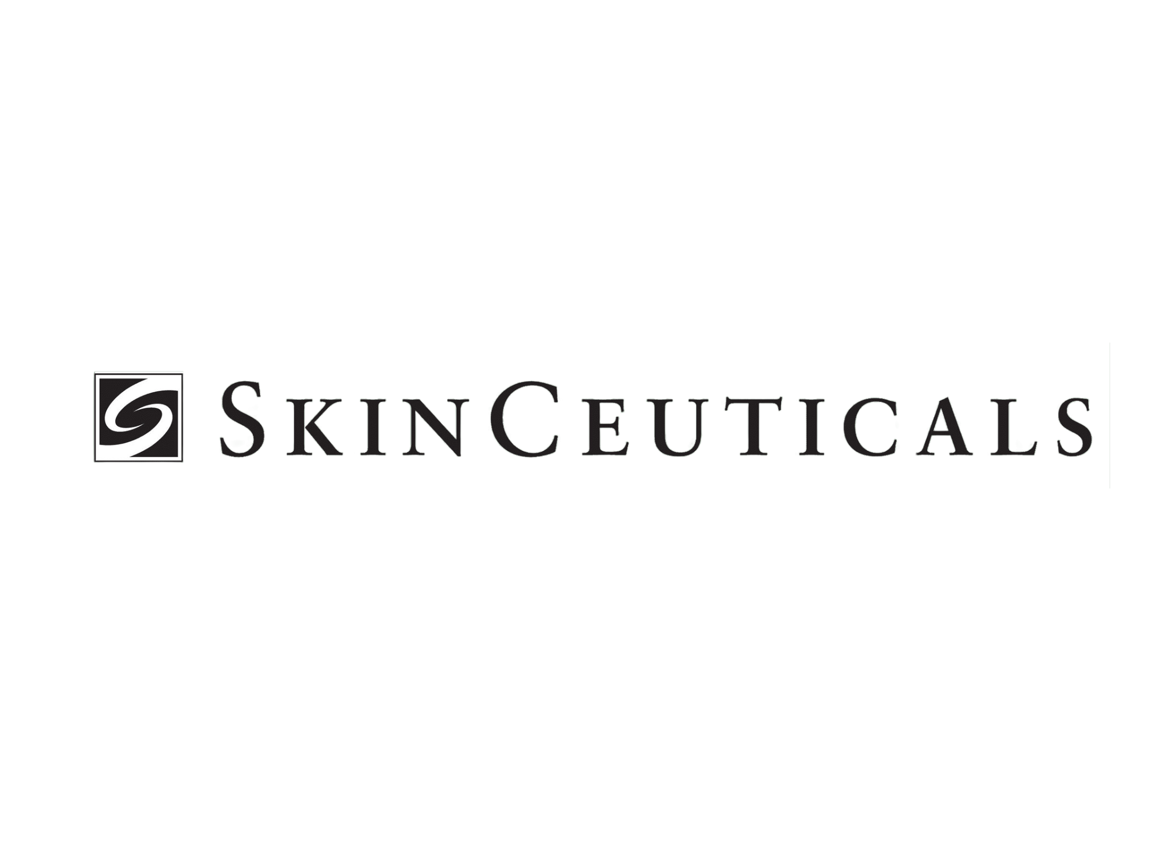 Black and white logo for cosmetic peel brand skinceuticals.