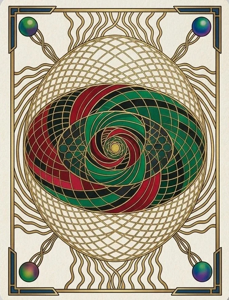 Geometric drawing of an outline square with sections divided by vertical, horizontal, and half circle lines.