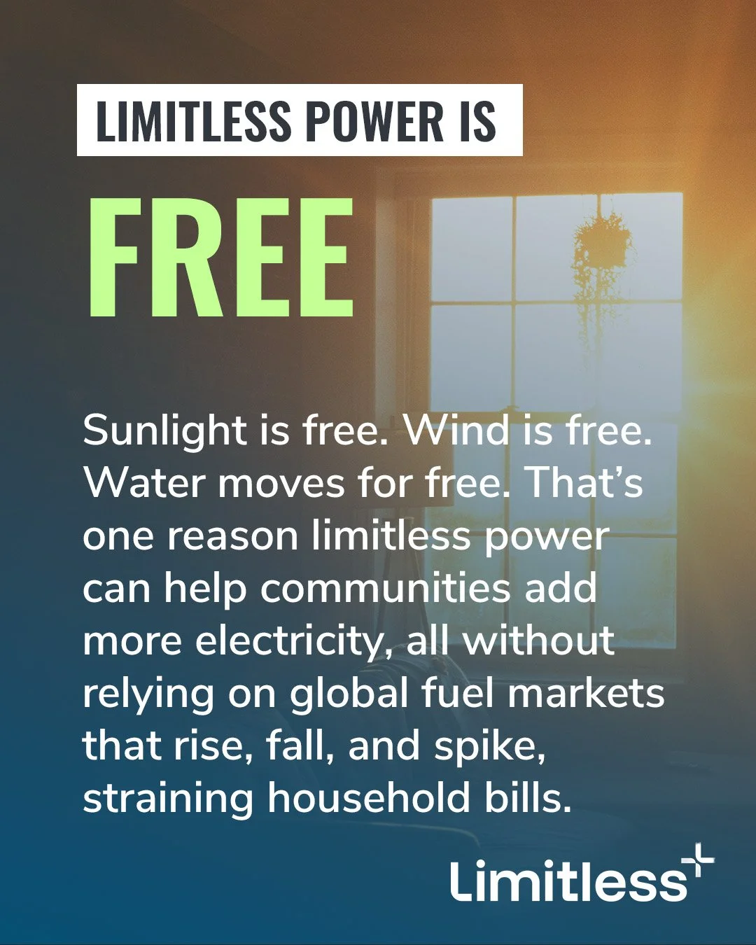 The sunshine on your face. The wind in your hair. When was the last time you were charged for either? 

SOURCE: (simply go outside)