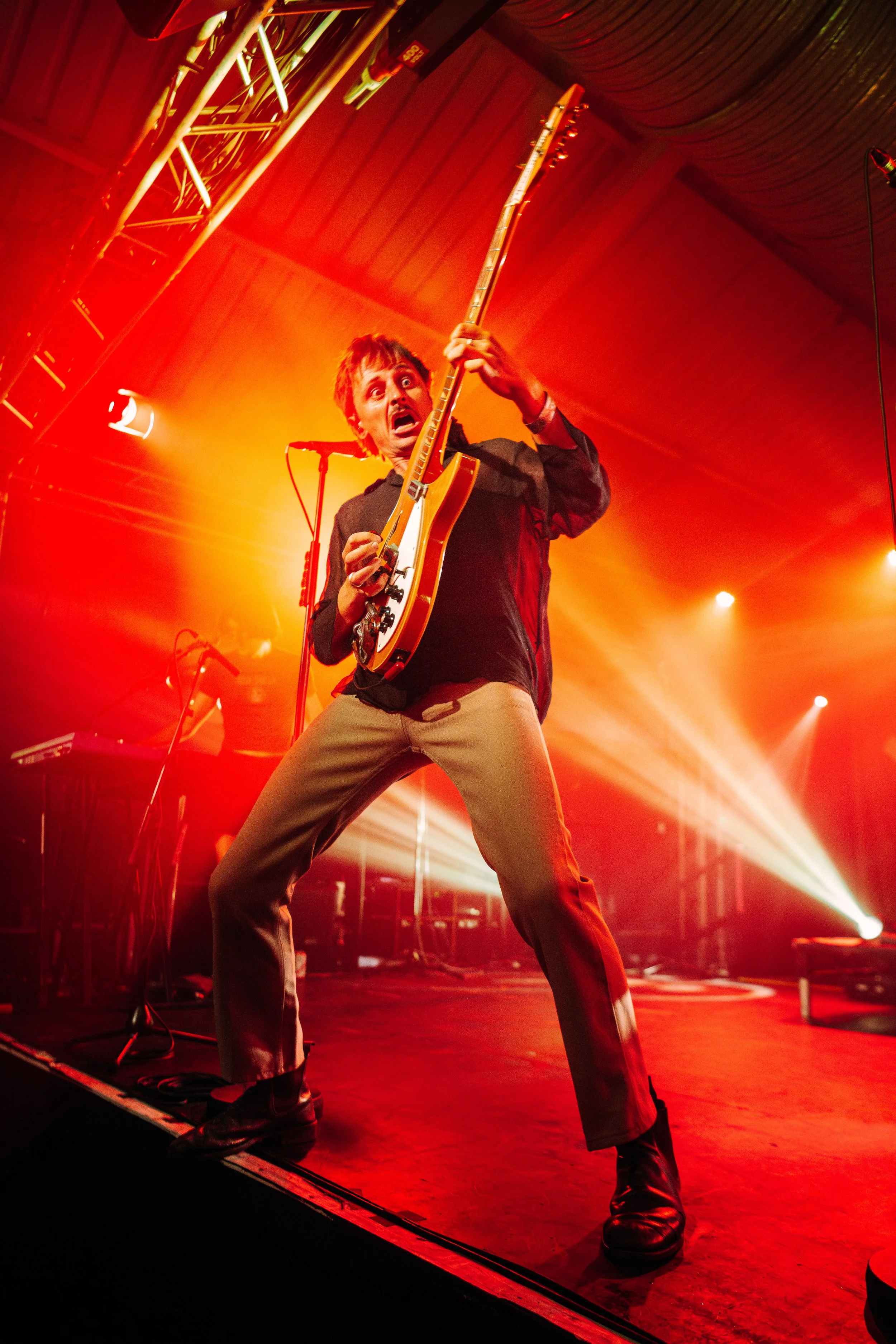 Australian indie pop duo Lime Cordiale performing a dynamic, high-energy live show at a mid-sized concert venue in Southampton, Hampshire. Professional touring artist marketing and regional UK live music photography by Will Bailey.